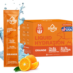 MyHy Liquid Hydration Packets orange 50 count: convenient on-the-go sachets for daily hydration.