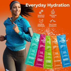 Travel-ready MyHy hydration packets tucked in a bag for adventures.