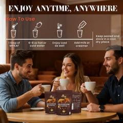 MYKAF Instant powder dissolves quickly for easy, quick-mix coffee anytime.