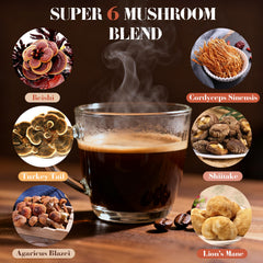 MYKAF Mushroom Coffee packaging emphasizes organic, plant-based ingredients and simple use.