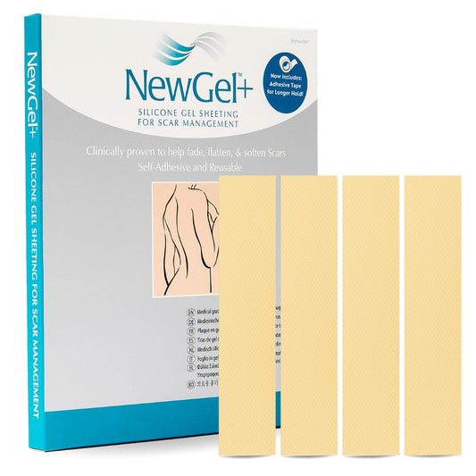 MyNewGel Advanced Scar Sheets beige packaging for scar care