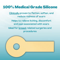 MyNewGel scar sheets cover post-surgery breast lift or reduction scars for subtle concealment.