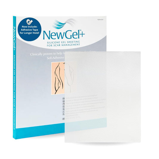 MyNewGel Advanced Silicone Tape in clear area application protects delicate scars.