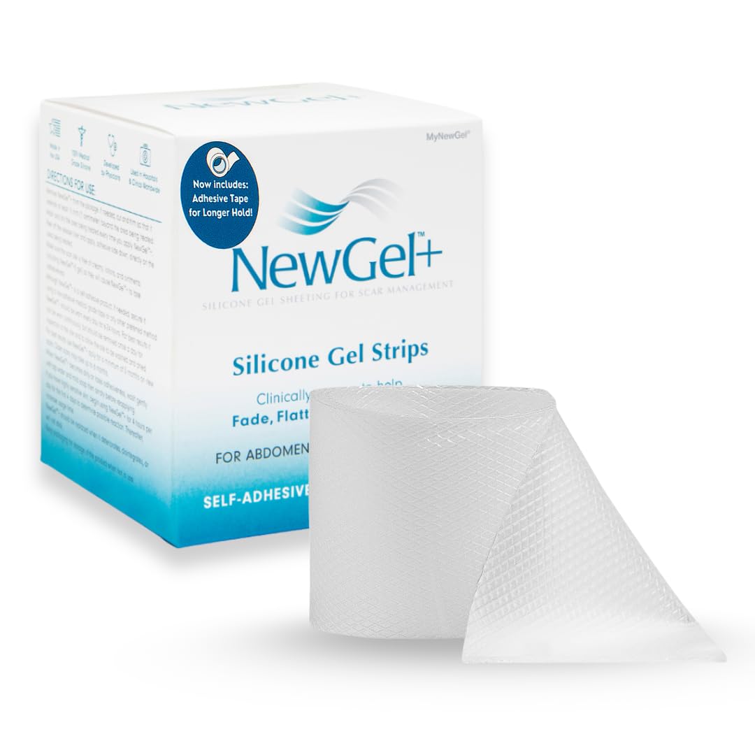 MyNewGel NewGel Advanced silicone scar tape on abdomen, discreet and comfortable for daily wear