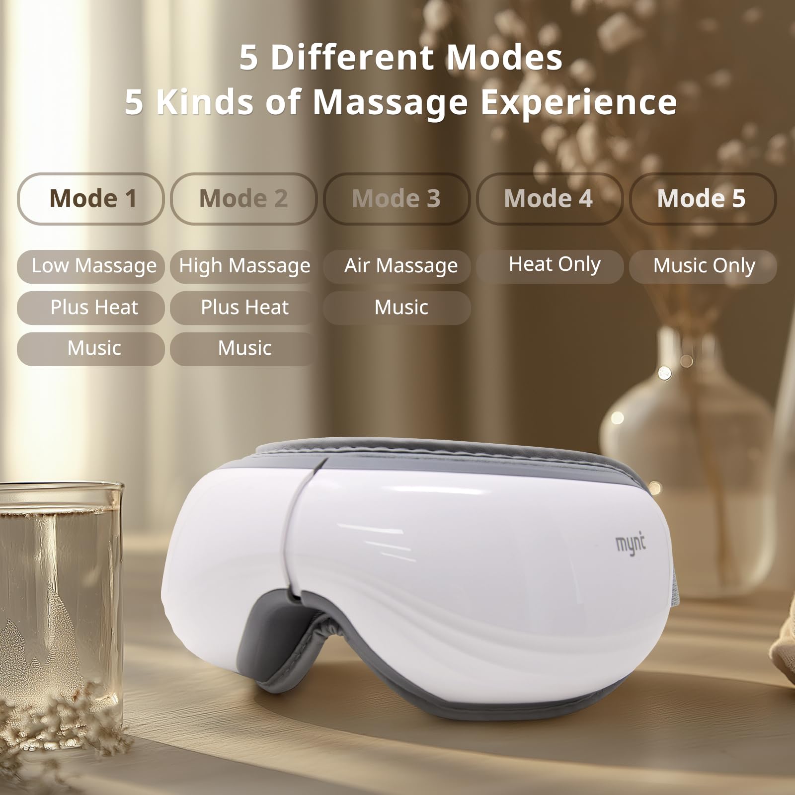Voice announcements guide you through modes for hands-free sessions.