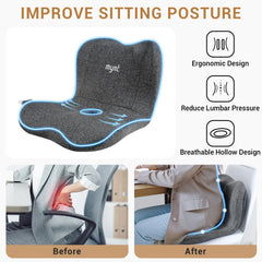 Mynt lumbar rolling seat cushion with heat eases stiffness during work.