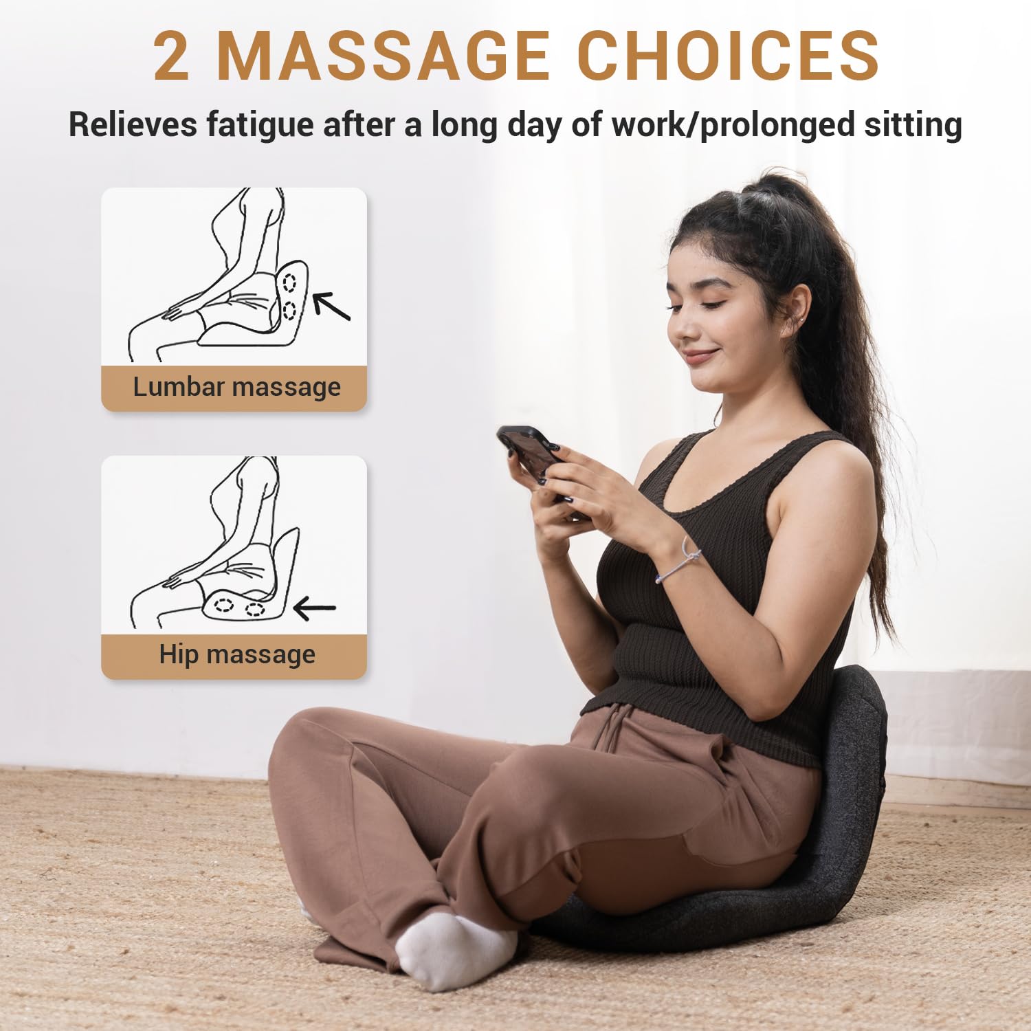 Mynt shiatsu hip massager close-up with kneading nodes targets tension.