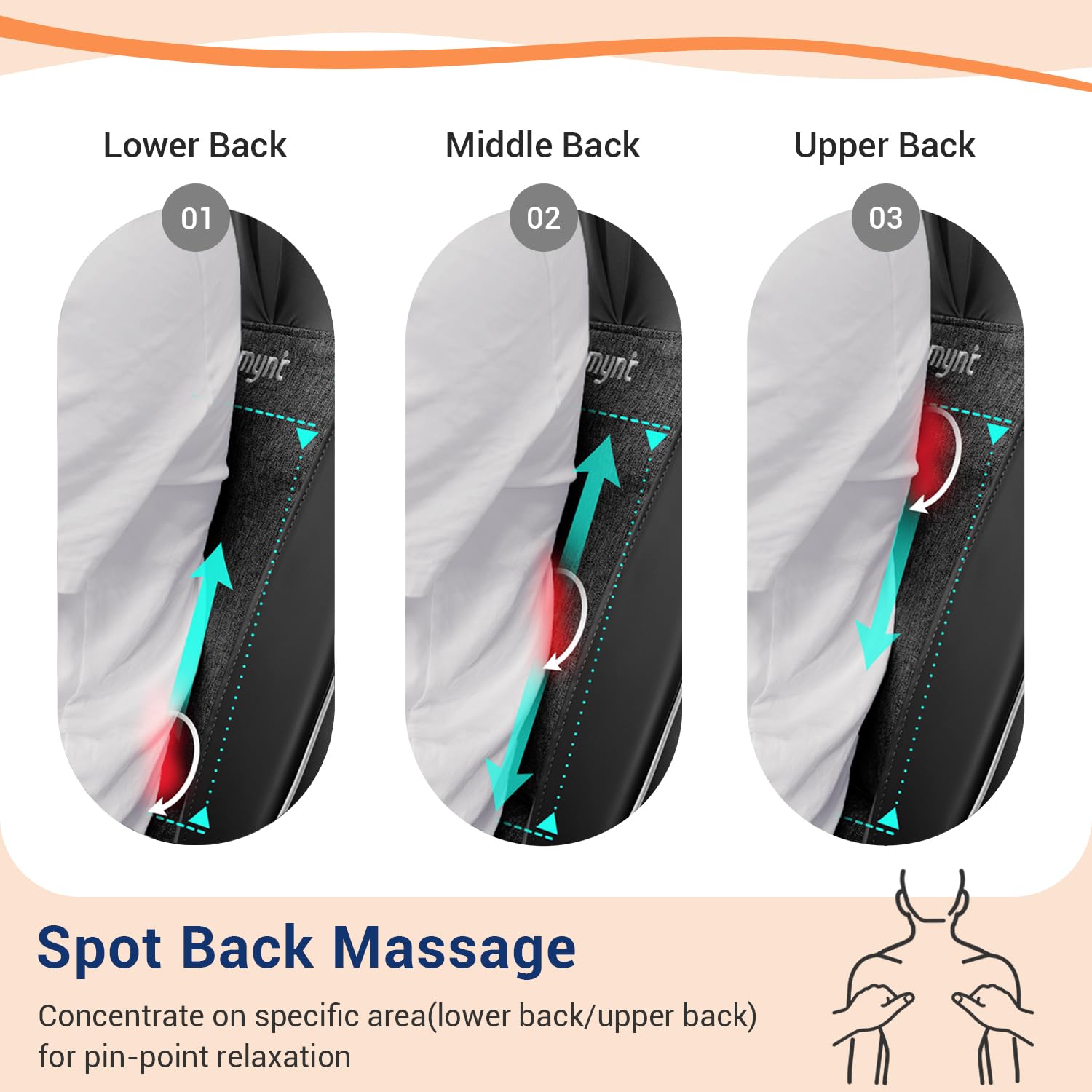 Chair strap on Mynt Shiatsu massager keeps it secure during use.