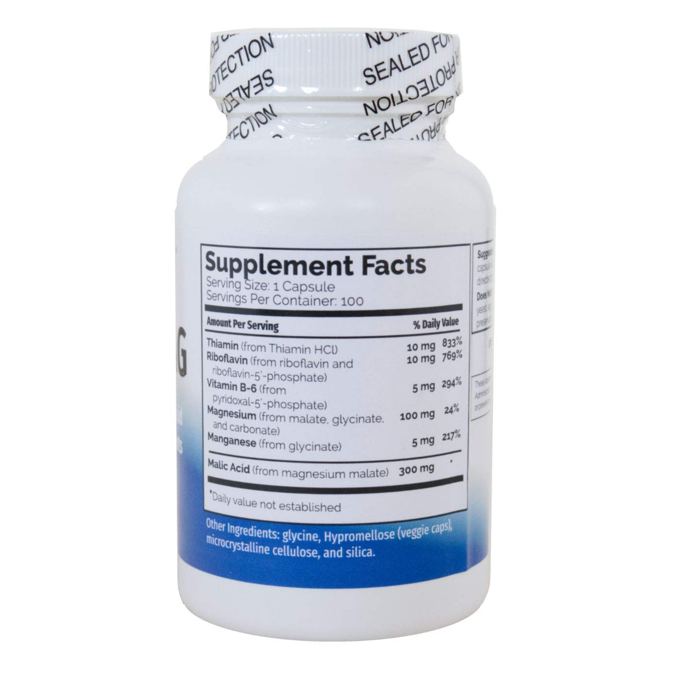 Myo-Mag bottle pour demonstrating easy-to-take capsules for energy support.