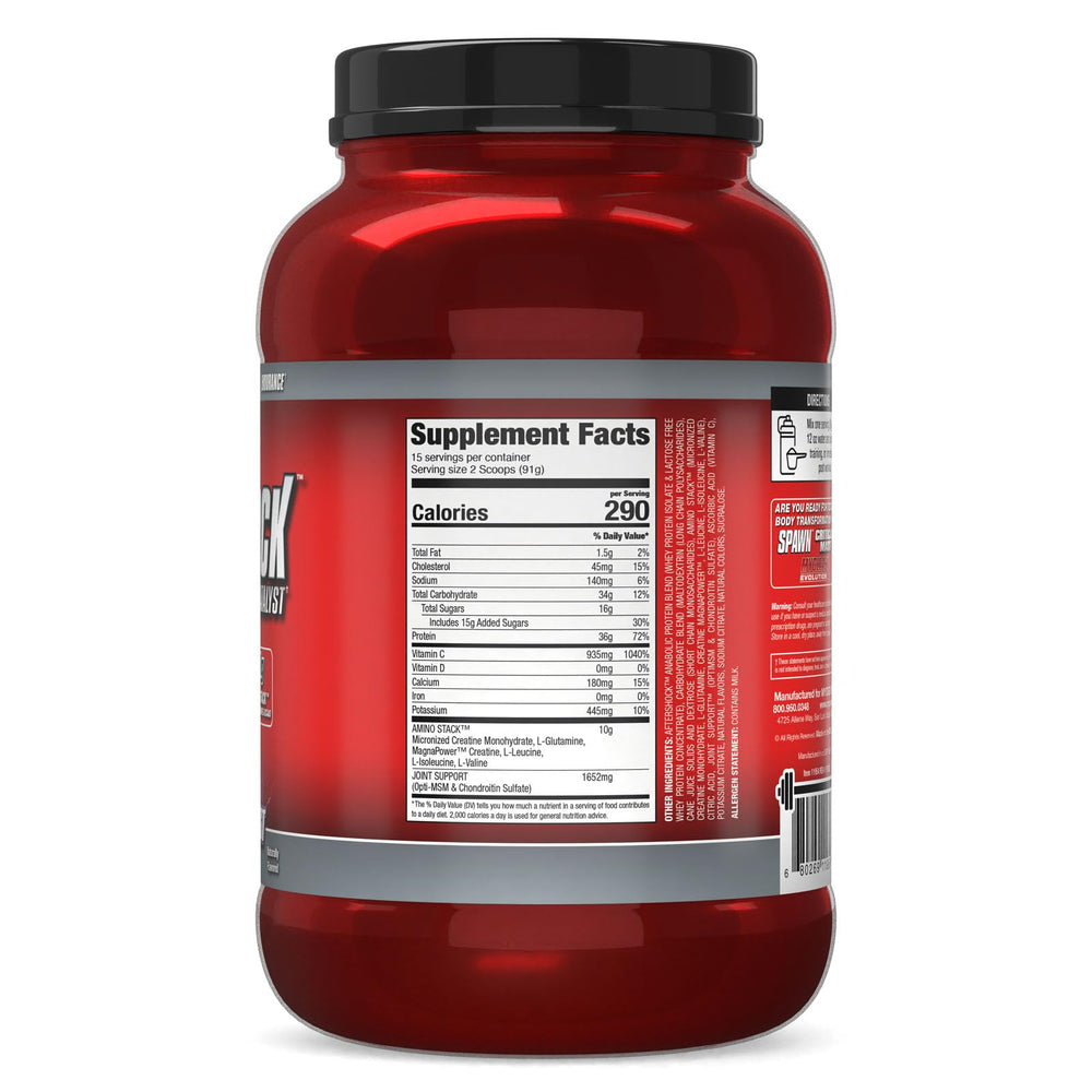Athlete pours Aftershock into a shaker after training for quick refueling.