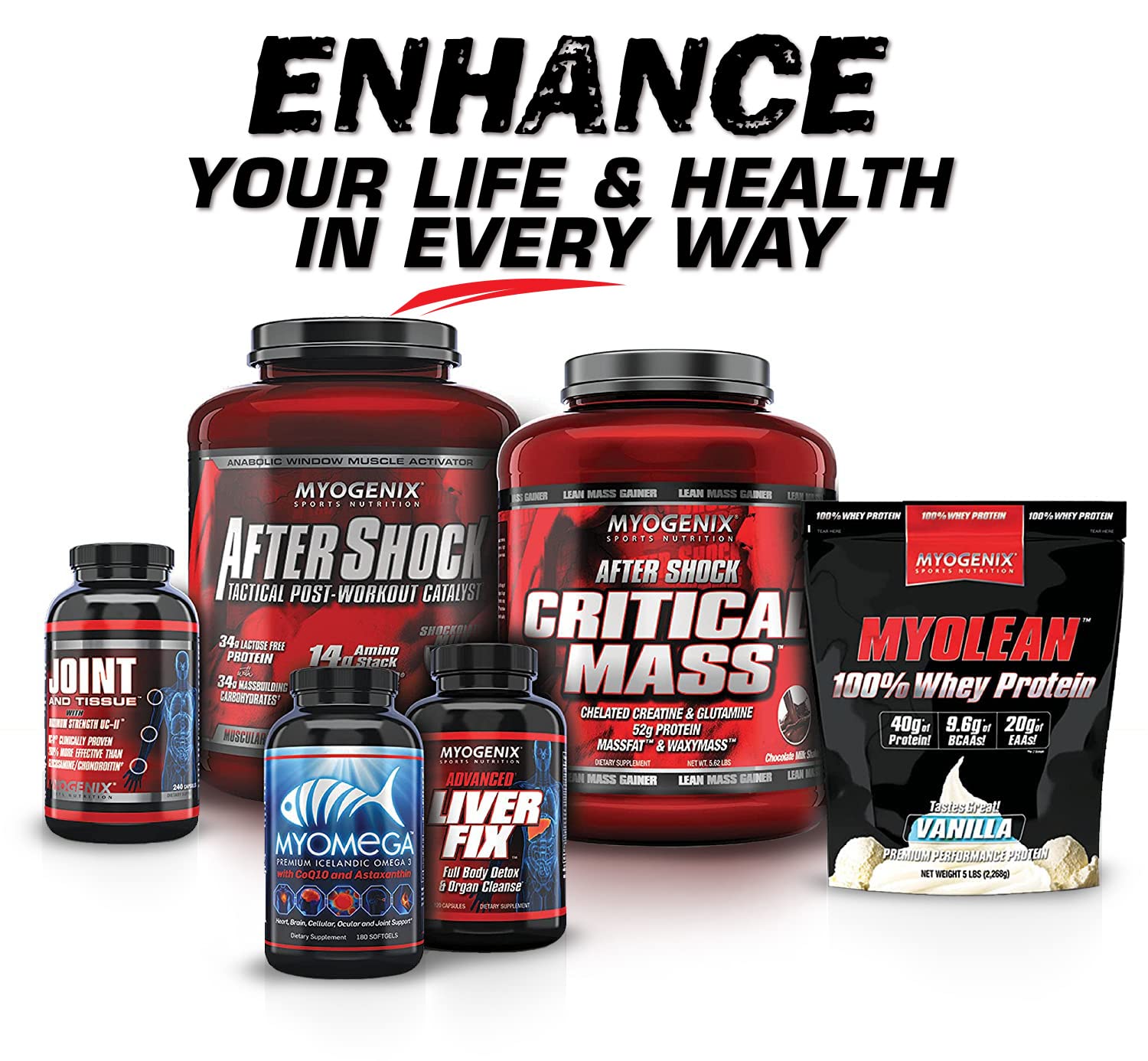 Myogenix Myolean low carb nutrition panel highlights minimal carbs.