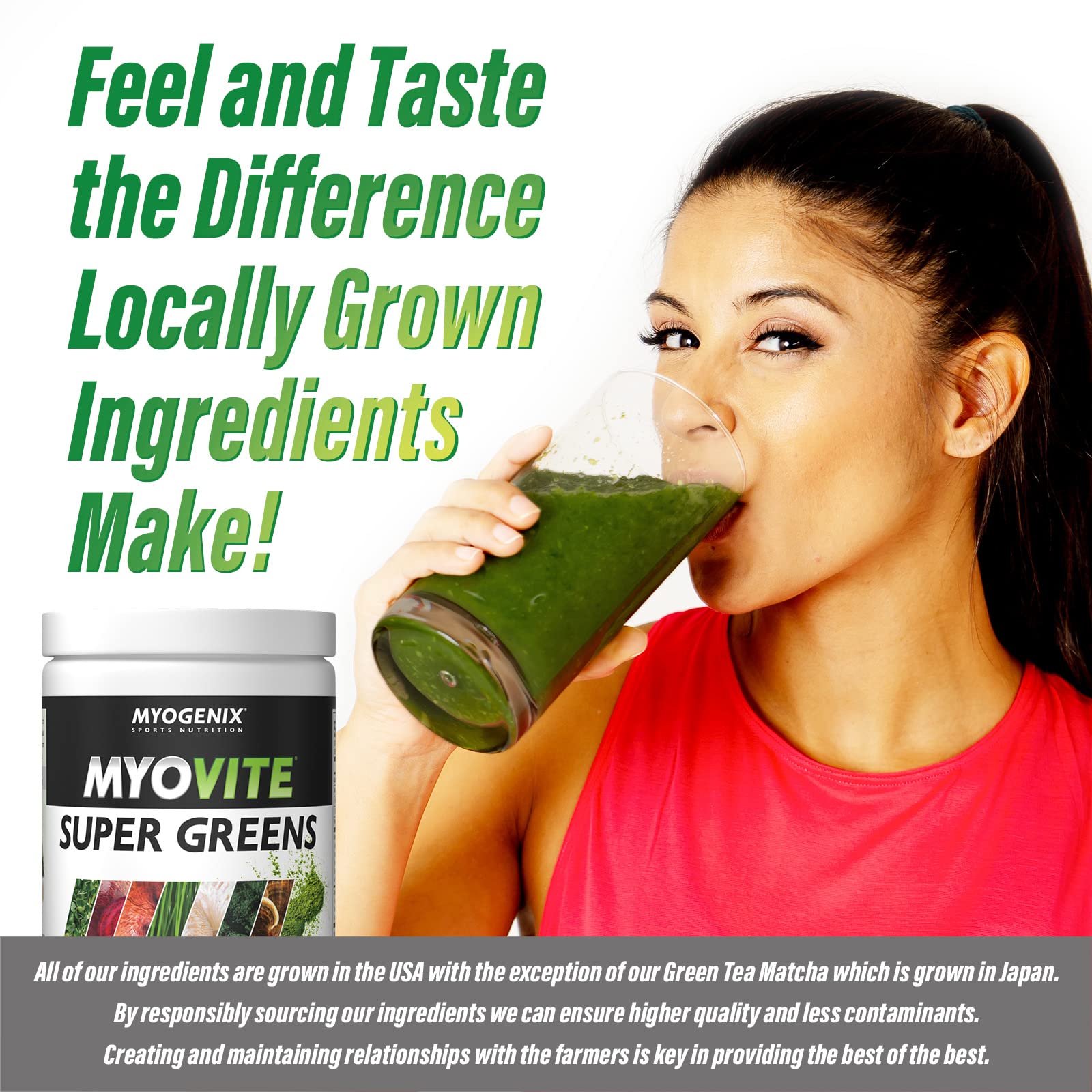 Powder closeup showcasing Myogenix MyoVite Super Greens Berry Tropical for antioxidant-rich support.