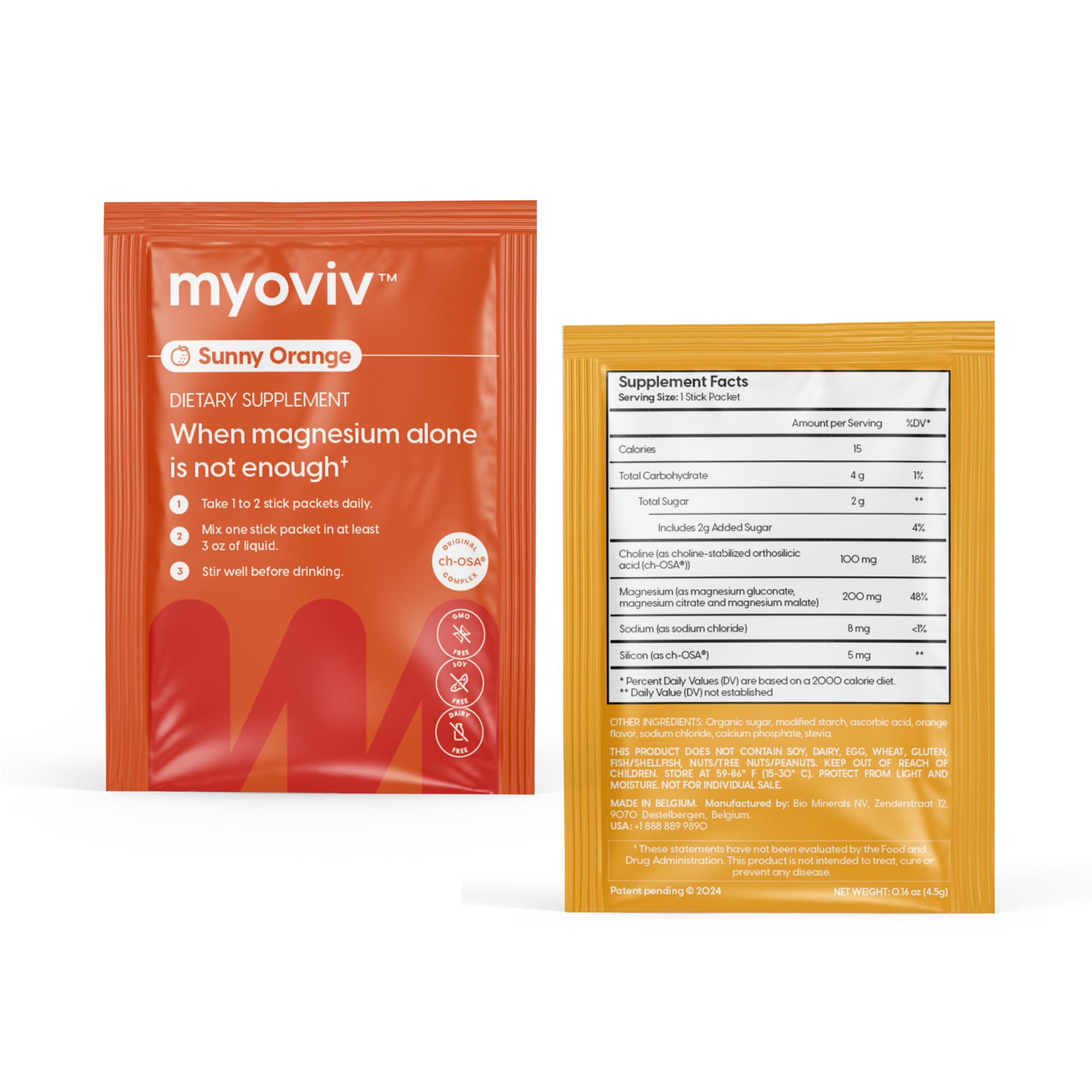 MYOVIV brand box and packets on countertop for ready-to-try relief