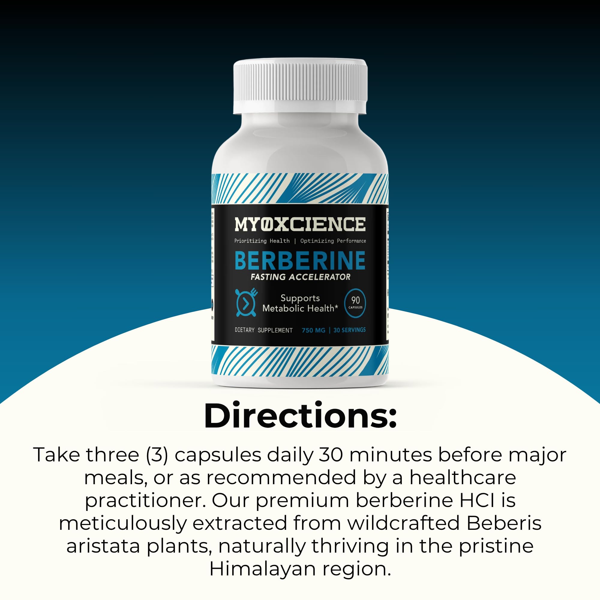 Glossy surface of MYOXCIENCE Berberine Fasting Accelerator packaging conveying purity