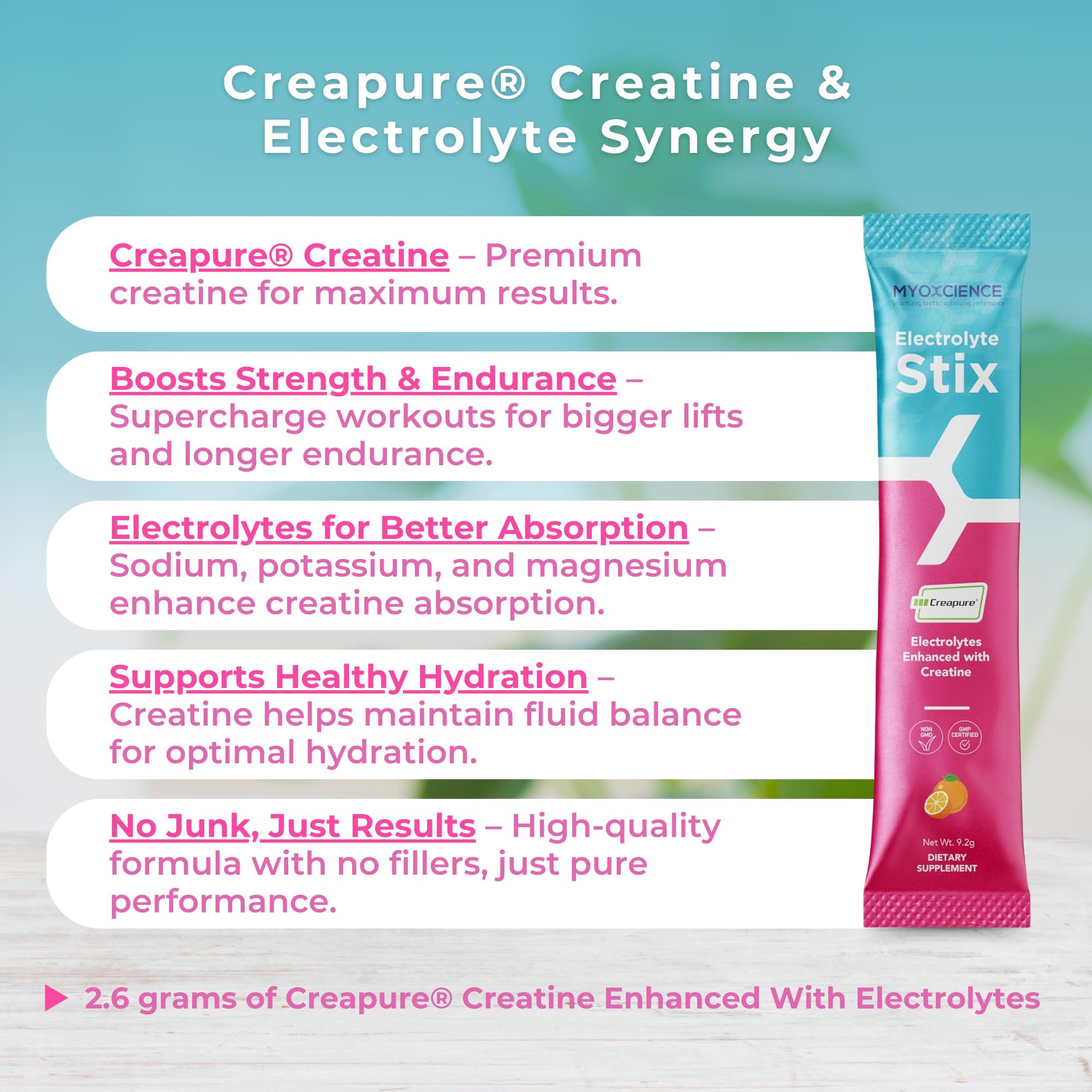MYOXCIENCE Electrolyte STIX 30-stick box displayed for daily use.