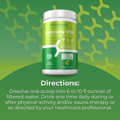 MYOXCIENCE Electrolyte STIX glass with prepared drink illustrates easy dilution after workouts.