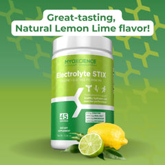 MYOXCIENCE Electrolyte STIX powder scoop demonstrates convenient single-serve format for training days.