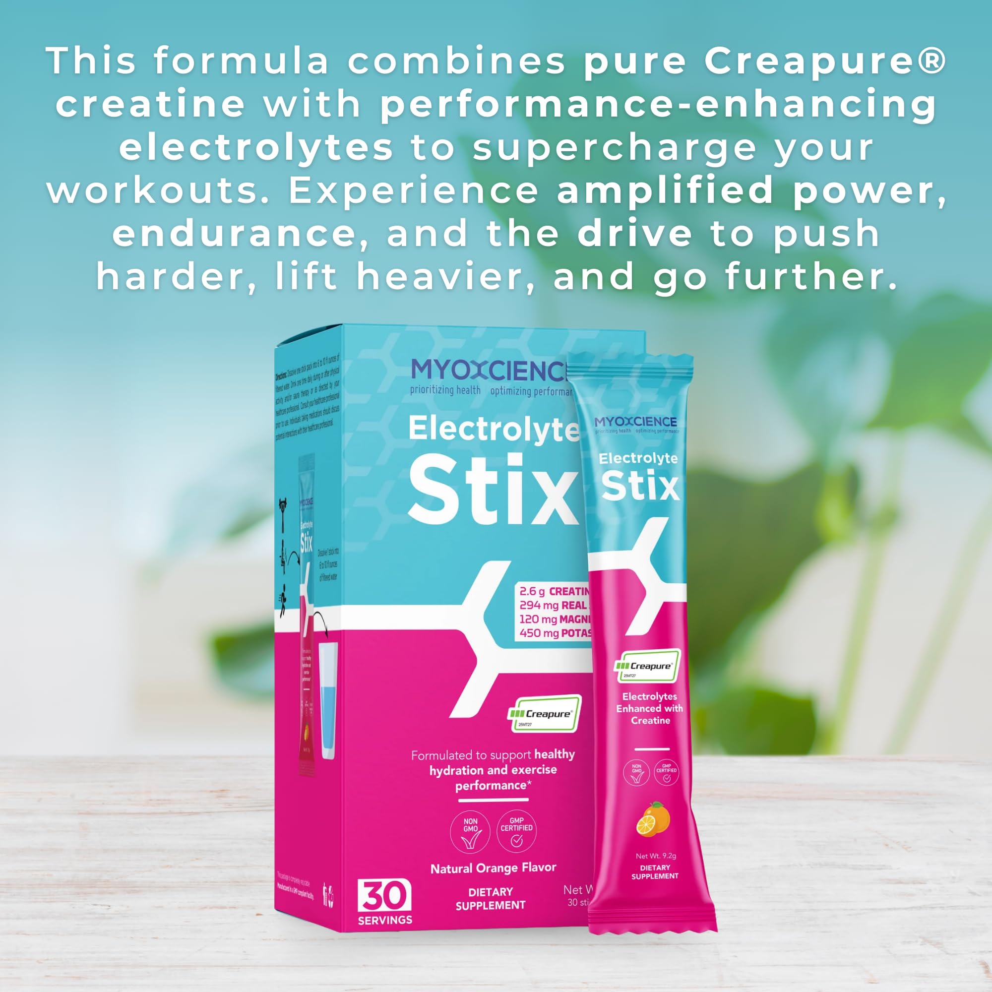 MYOXCIENCE Electrolyte STIX travel pack ready for the gym or travel.