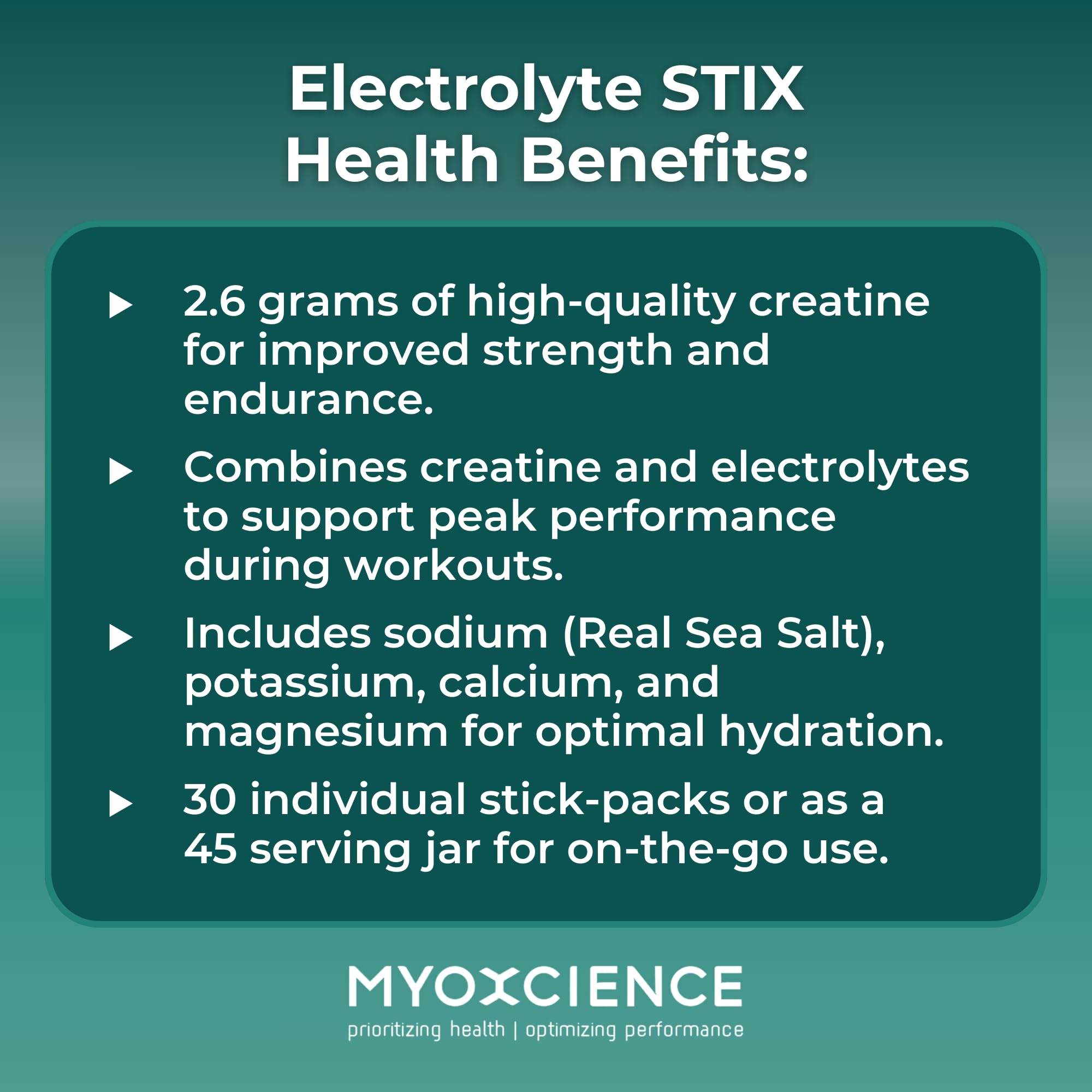 Travel-ready MYOXCIENCE Electrolyte STIX sticks in a compact pouch.