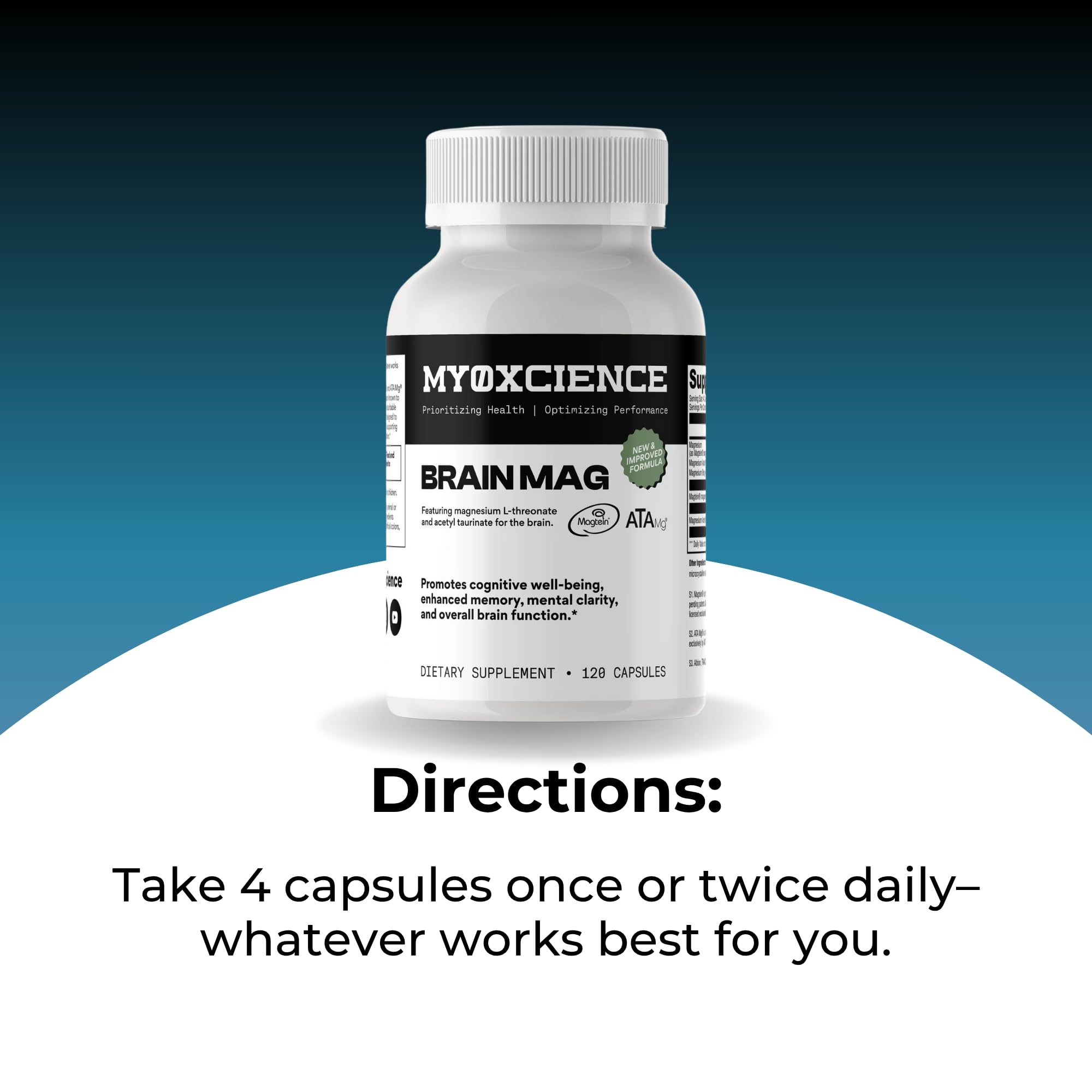 Capsules on white surface, showcasing high-purity magnesium blend for muscle function.