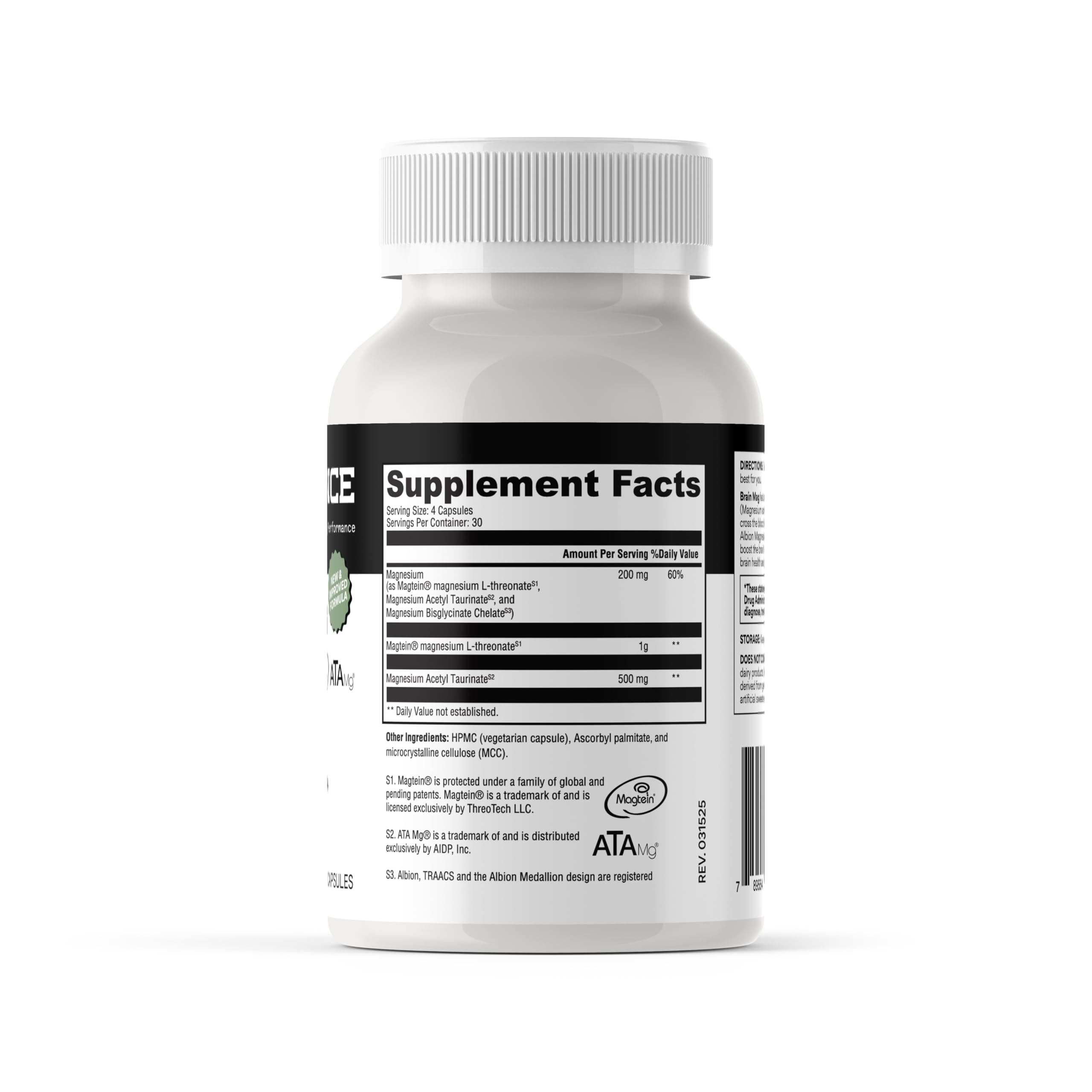 MYOXCIENCE magnesium bisglycinate capsules on white, promotes calm and relaxed mood.