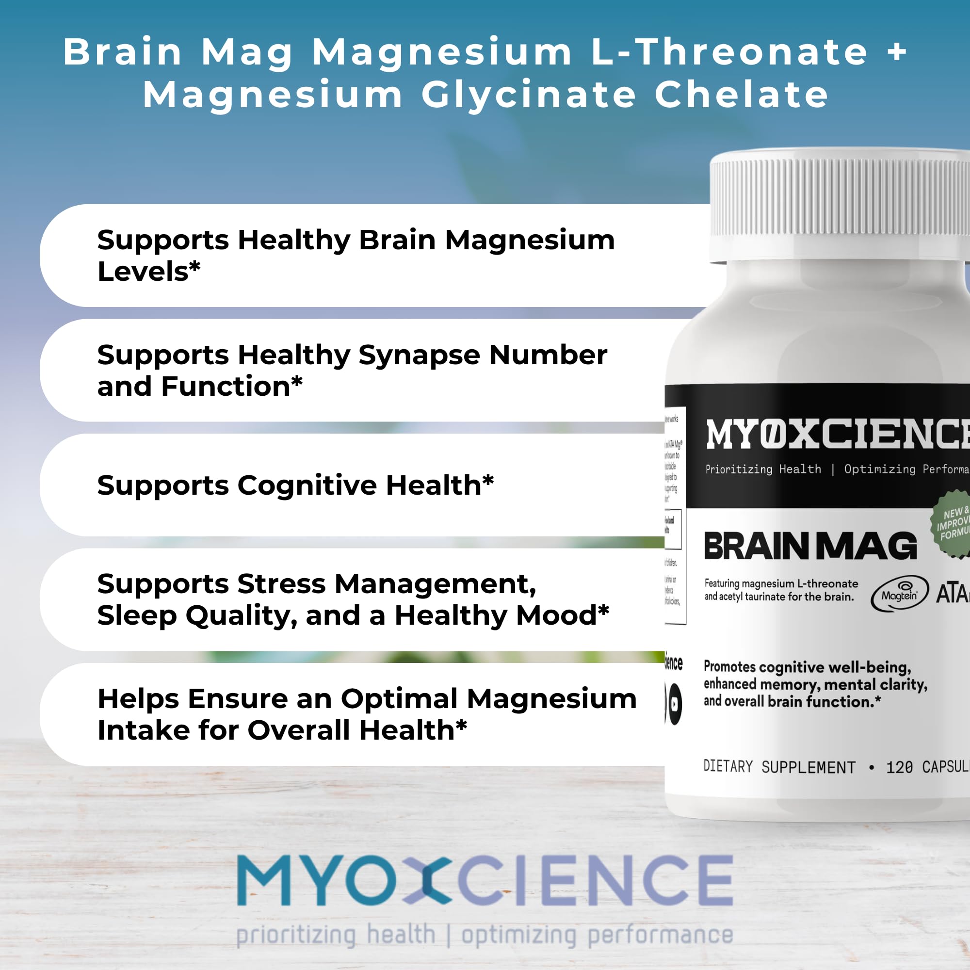 MYOXCIENCE bottle with clean label, highlighting allergen-free formula.