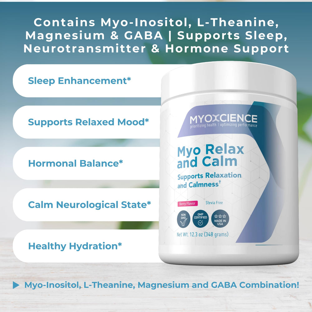 MYOXCIENCE Myo Relax ingredients list highlights key nutrients.