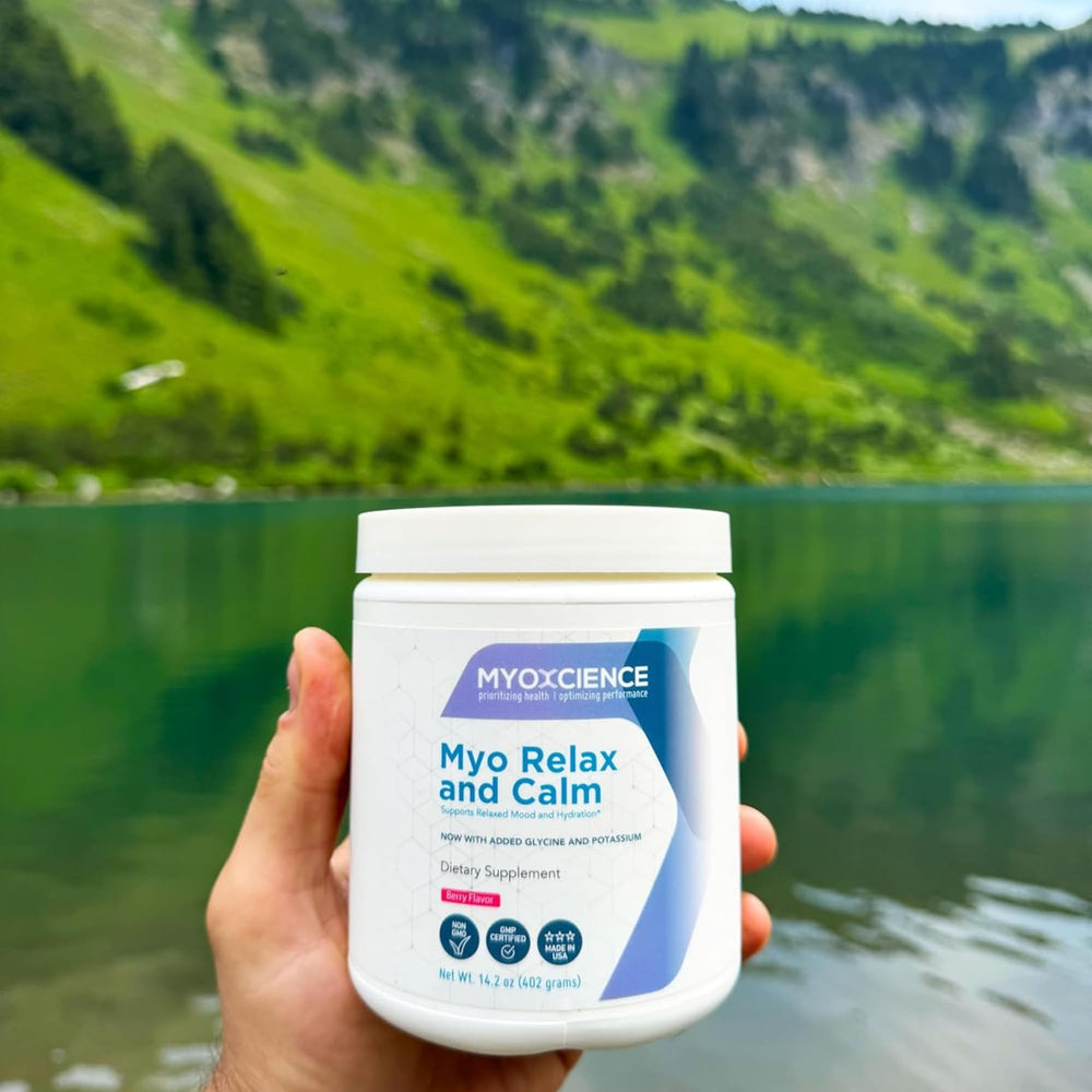 MYOXCIENCE Myo Relax supplement pills aligned for consistent dosing.