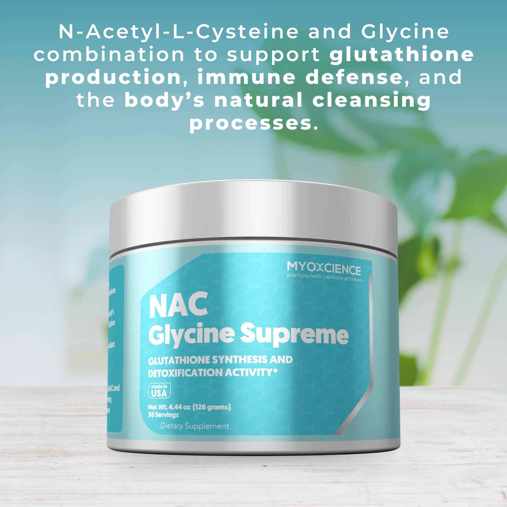 MYOXCIENCE NAC Glycine Supreme being poured into a glass for evening routine