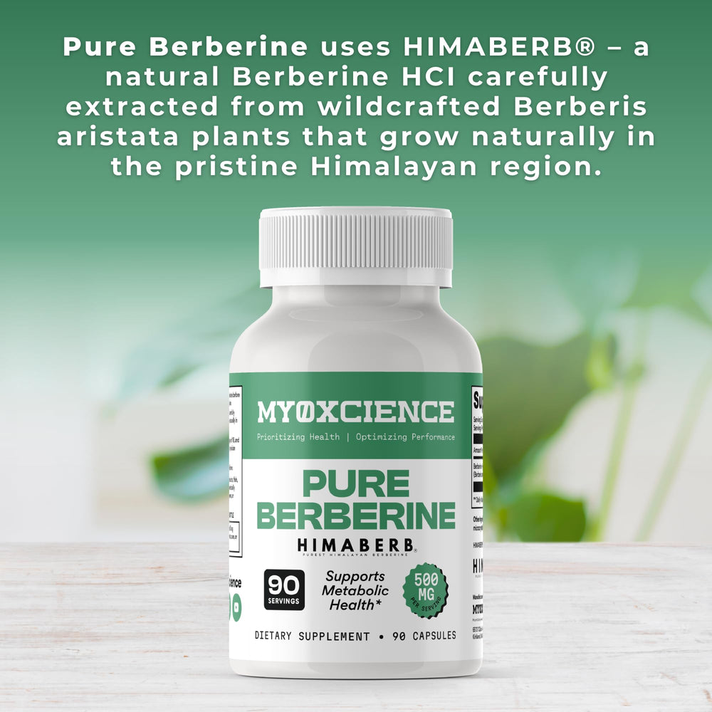 MYOXCIENCE Pure Berberine Himaberb label highlights 500 mg per serving