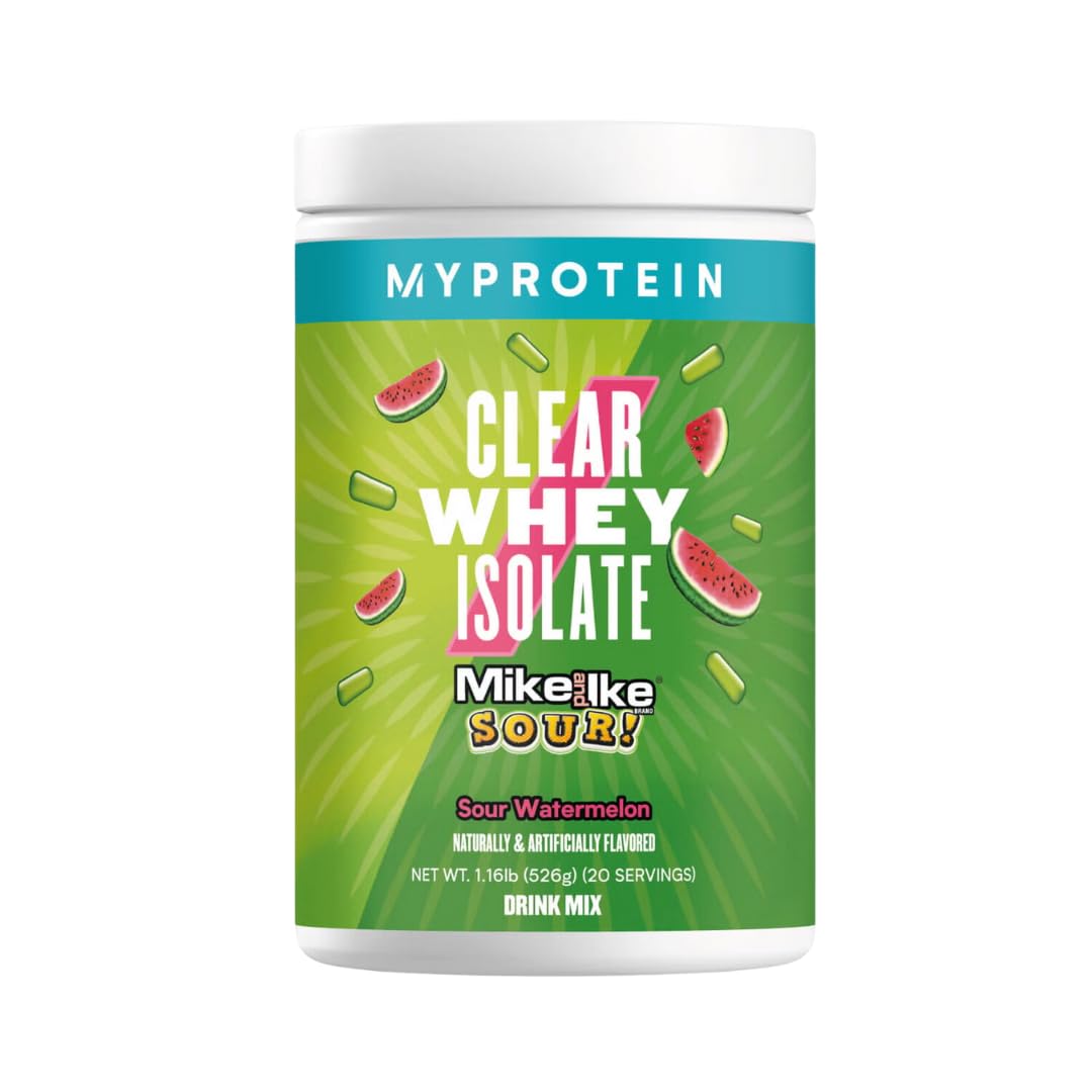 Myprotein Clear Whey Isolate bottle showing a refreshing 20 g protein serving