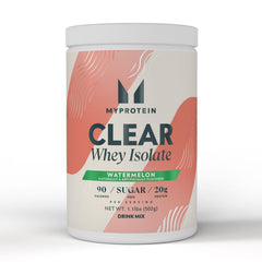 Myprotein Clear Whey Isolate Watermelon: refreshing protein drink for post-workout recovery.