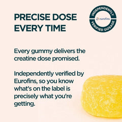 Myprotein Creatine Gummies lemon pack emphasizing on-the-go convenience.