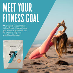 Myprotein Impact Whey Isolate Strawberry powder measure supports accurate daily intake.
