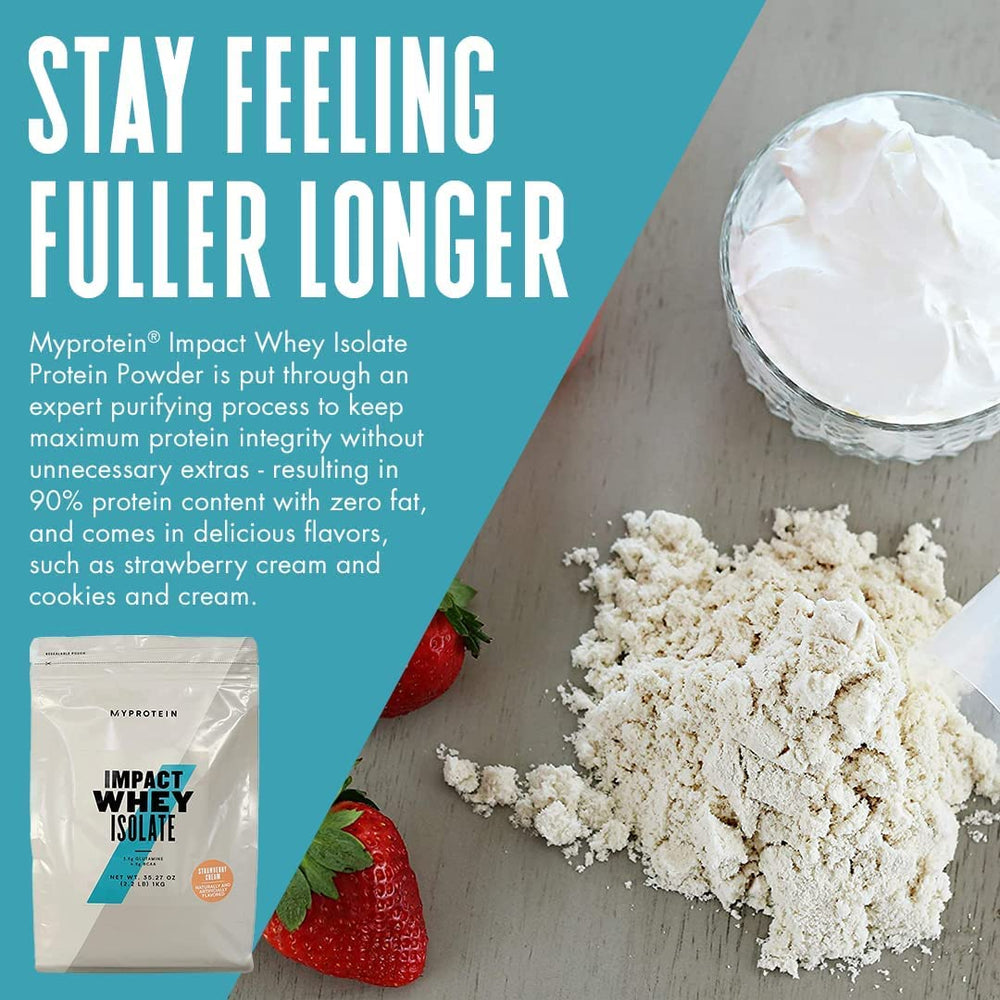 Myprotein Impact Whey Isolate Strawberry shaker ready for on-the-go mixes.