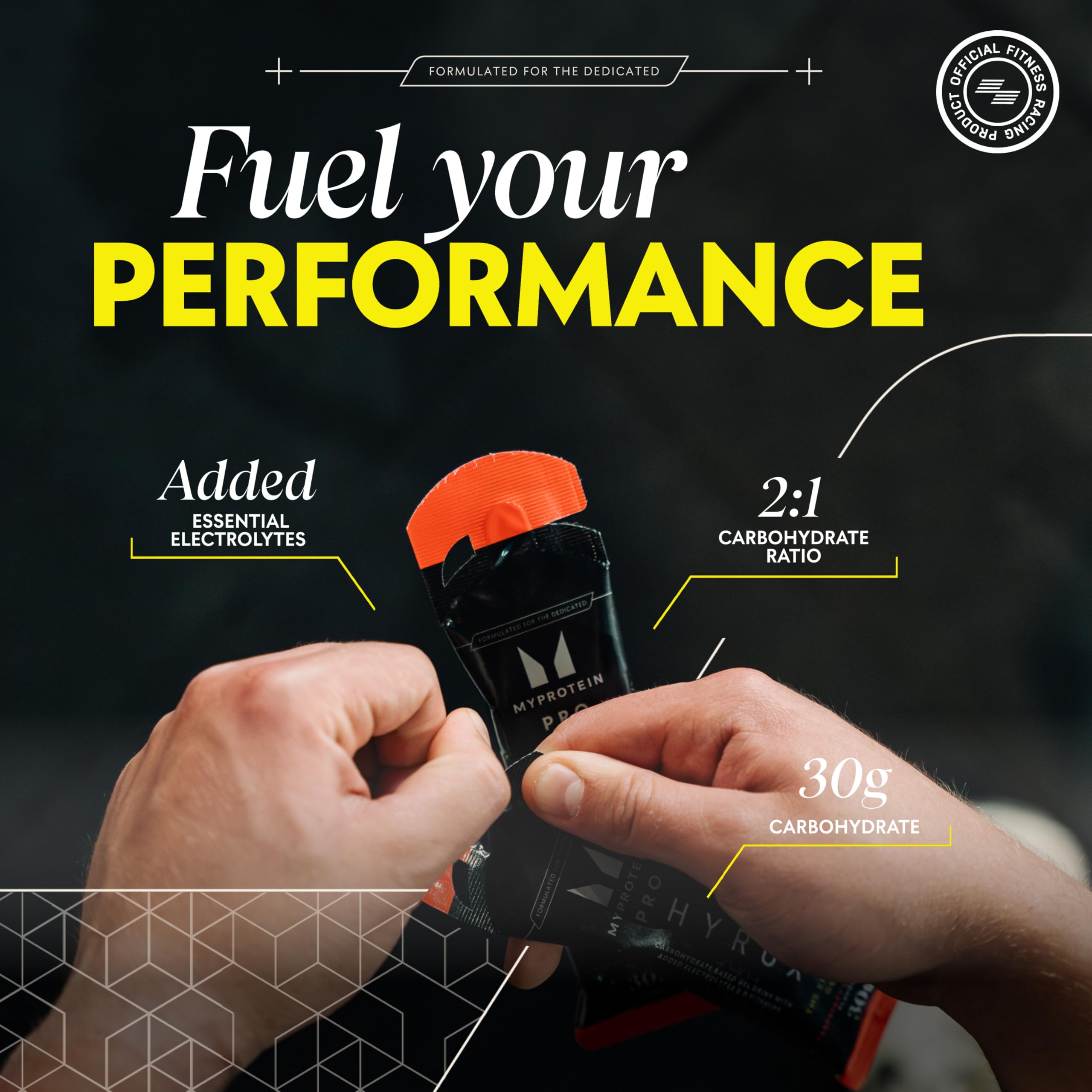 Myprotein Pro X HYROX Energy Gel sachet-in-pocket for convenient on-the-go fuel.
