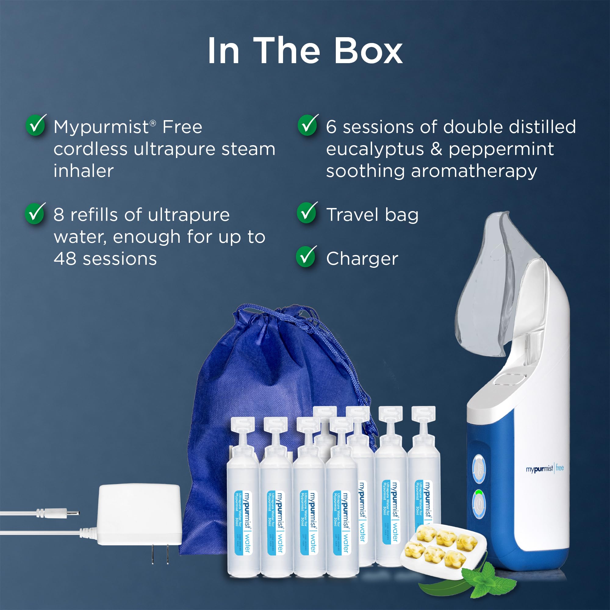 Mypurmist Free charger included for easy recharging
