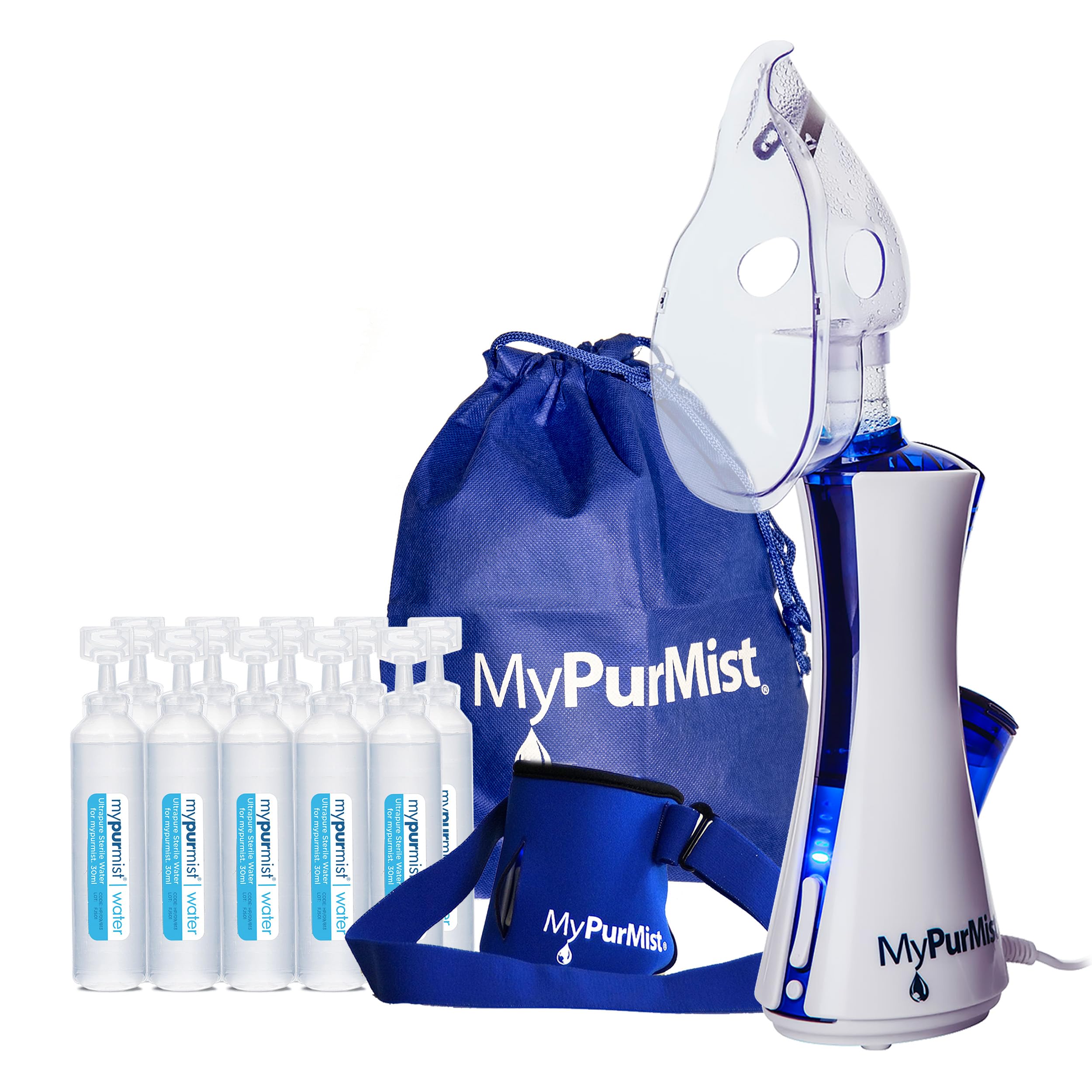 MyPurMist New Classic handheld steam inhaler shown in a compact portable design for on-the-go relief.