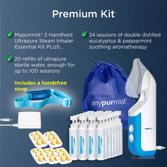 Mypurmist Premium strap enables hands-free use during reading or rest