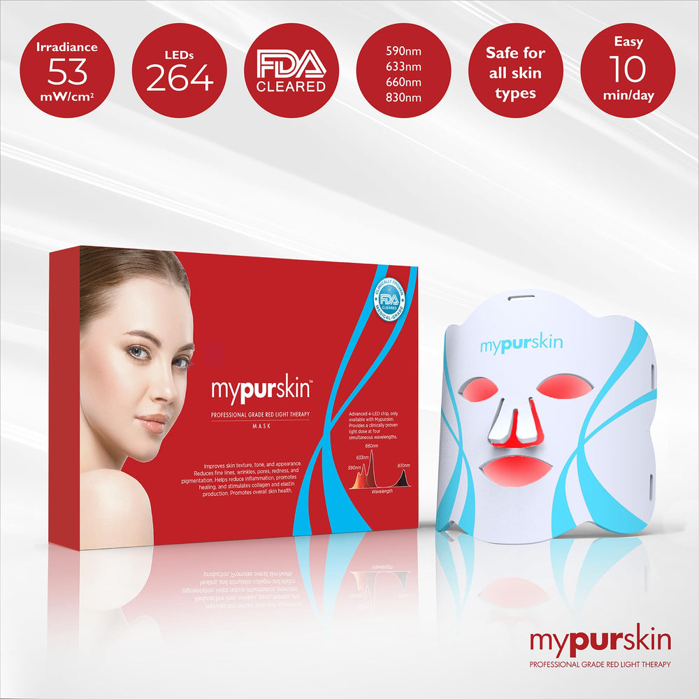 mypurskin pro-grade light-therapy mask uses four wavelengths for balanced skin tone