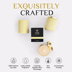 Myrrh Bliss of Essence jar with gold foil detail enhances luxury décor.