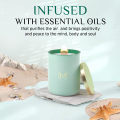 Myrrh Bliss Ocean Breeze candle 80-hour burn supports ongoing room ambiance.