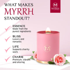 MyrrhUSA Rose Candle in bathroom for spa-like calm
