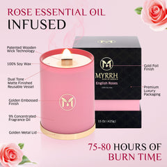 MyrrhUSA Rose Candle flame on for relaxing glow