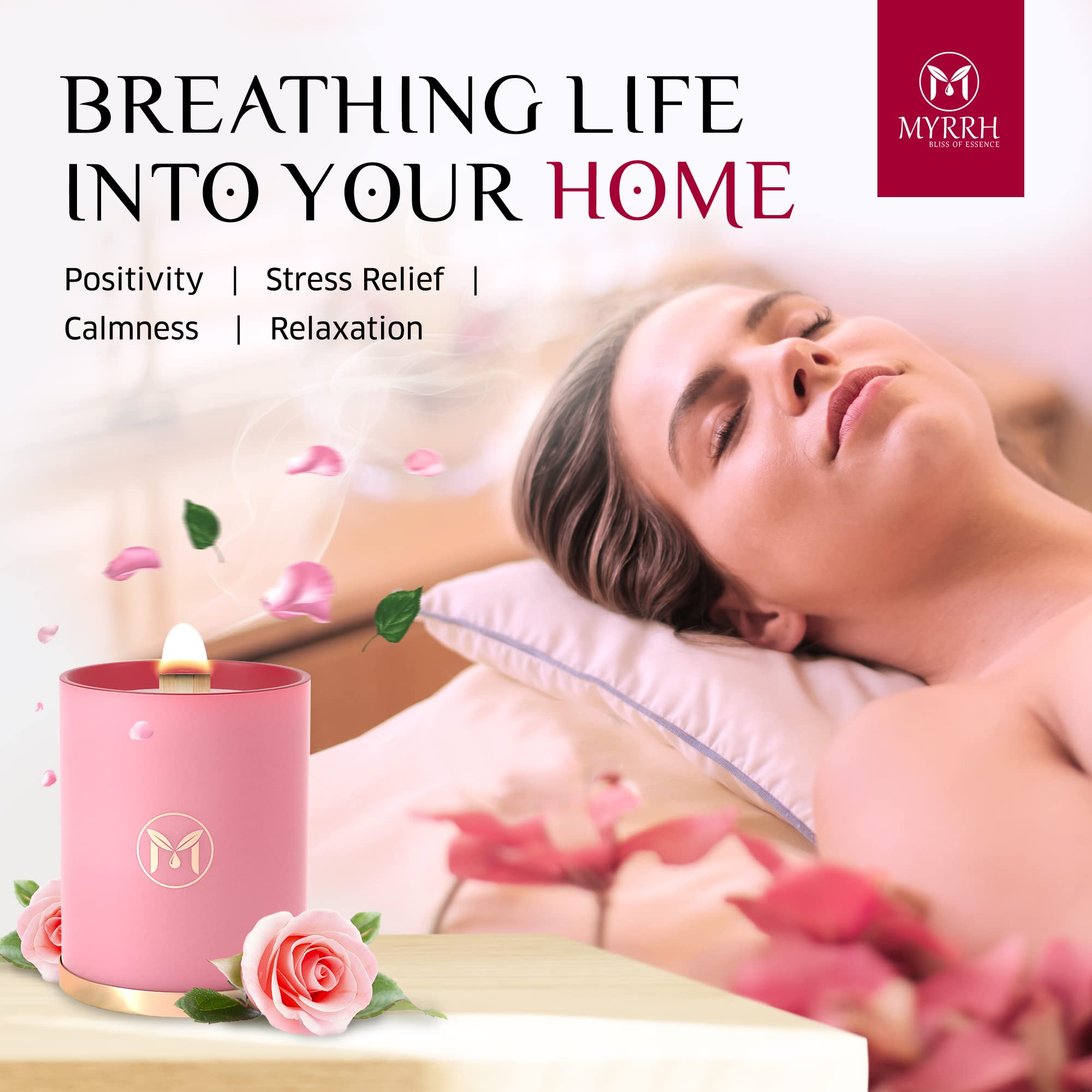 MyrrhUSA Rose Candle on living room table decor