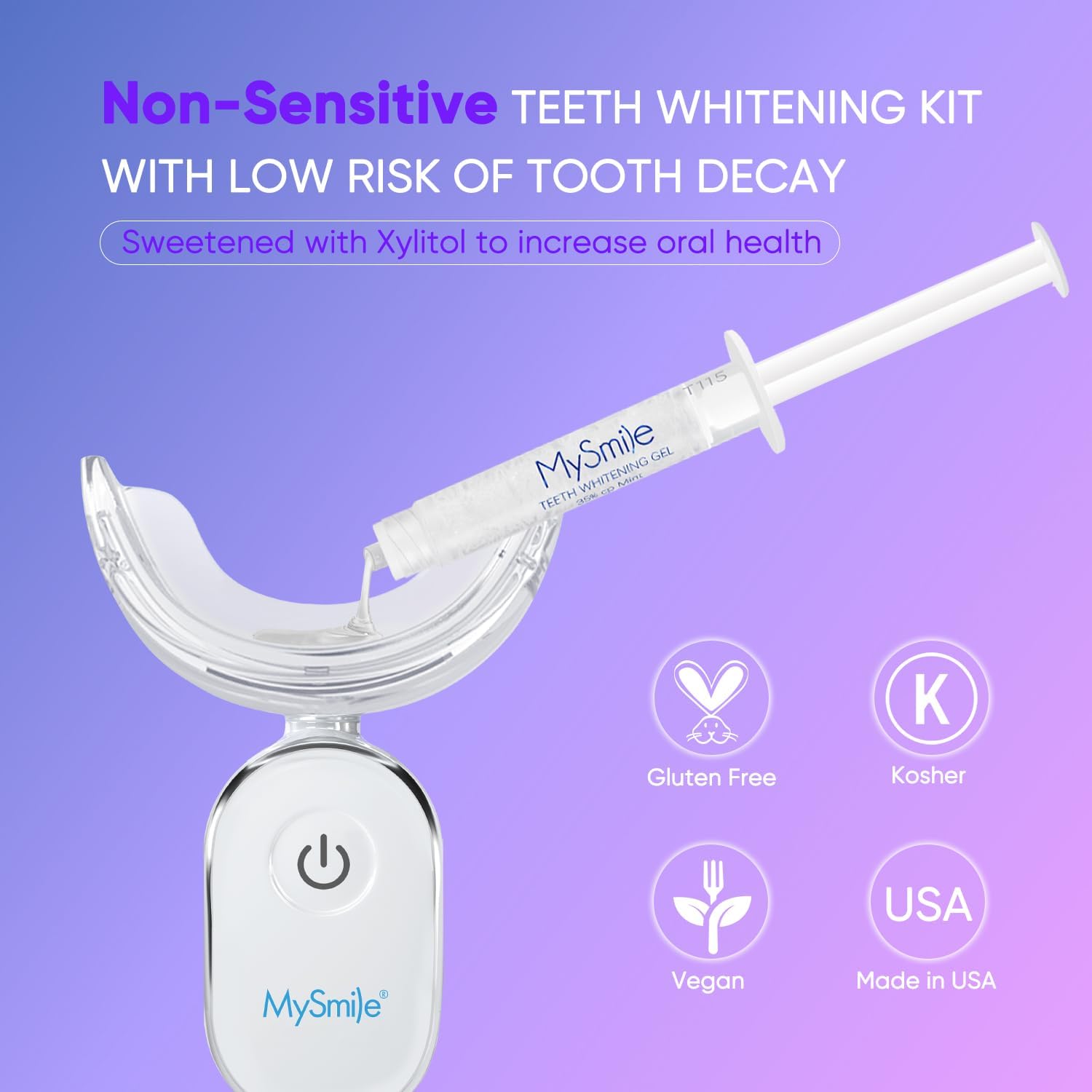 MySmile Deluxe whitening tray aids even gel application.