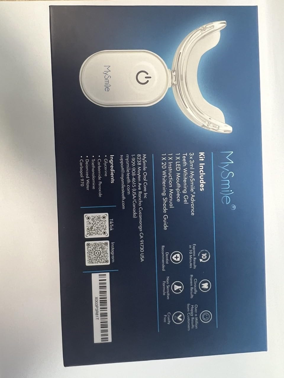 MySmile kit in use for a brighter, cleaner smile.