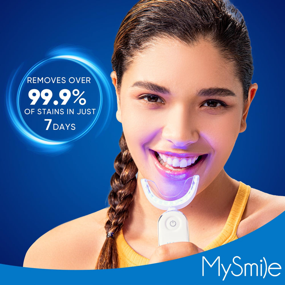 MySmile packaging with whitening gels and accessories.