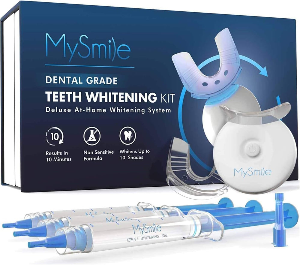 MySmile teeth whitening kit with LED light for easy at-home whitening