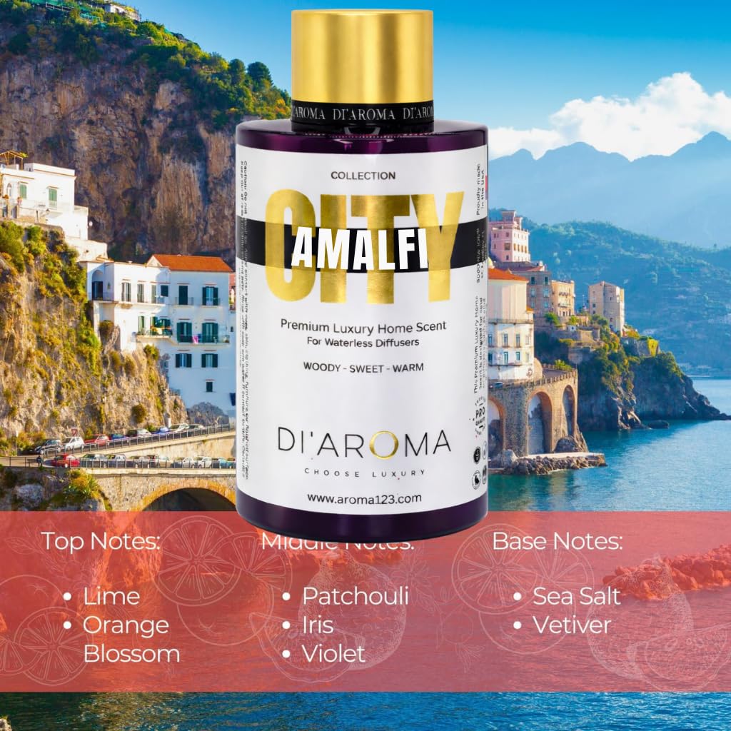 Amalfi aroma oil 120ml pack highlighting premium fragrance.